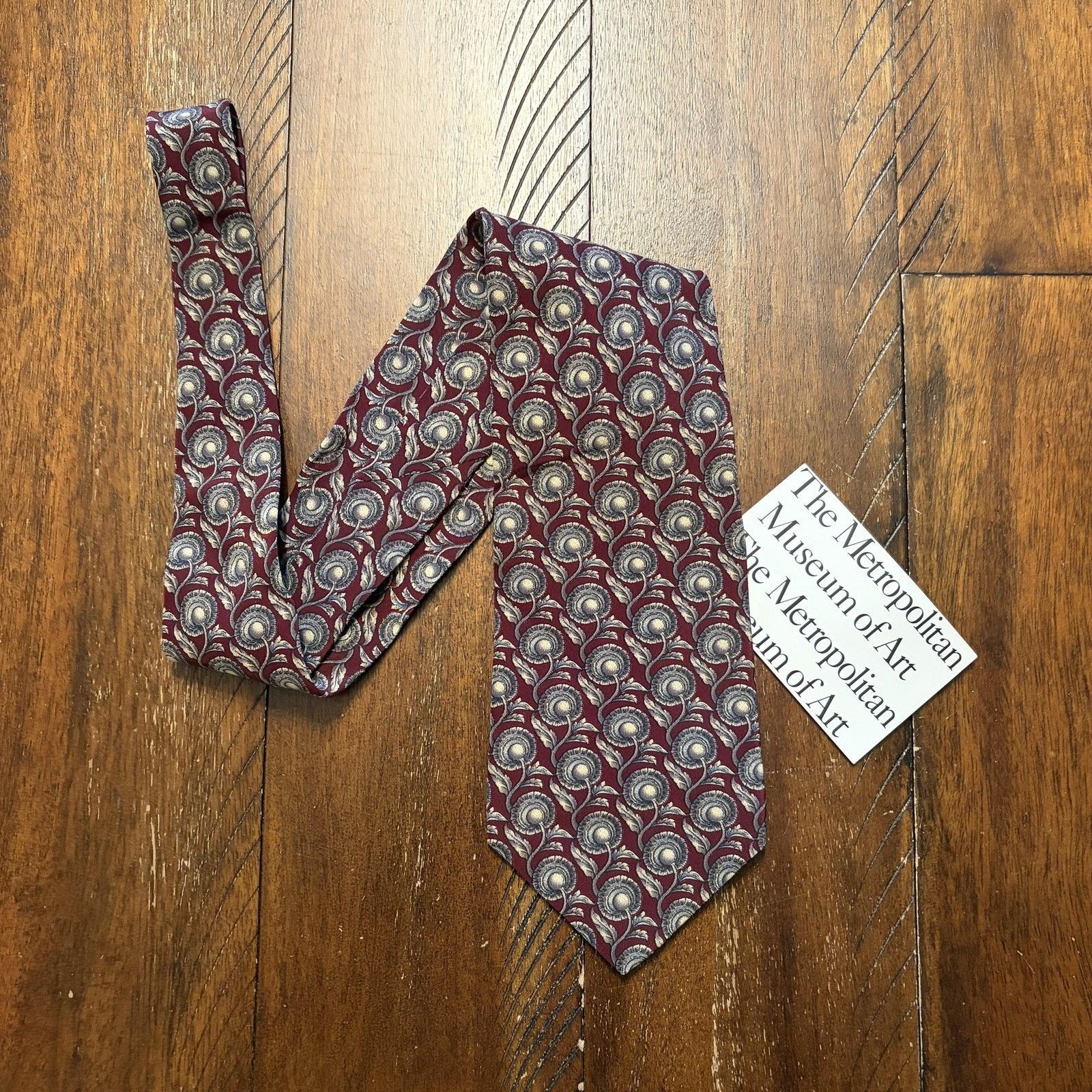 Vintage Metropolitan Museum Of Art Tie Mens One Floral Silk Necktie Size ONE SIZE - 2 Thumbnail