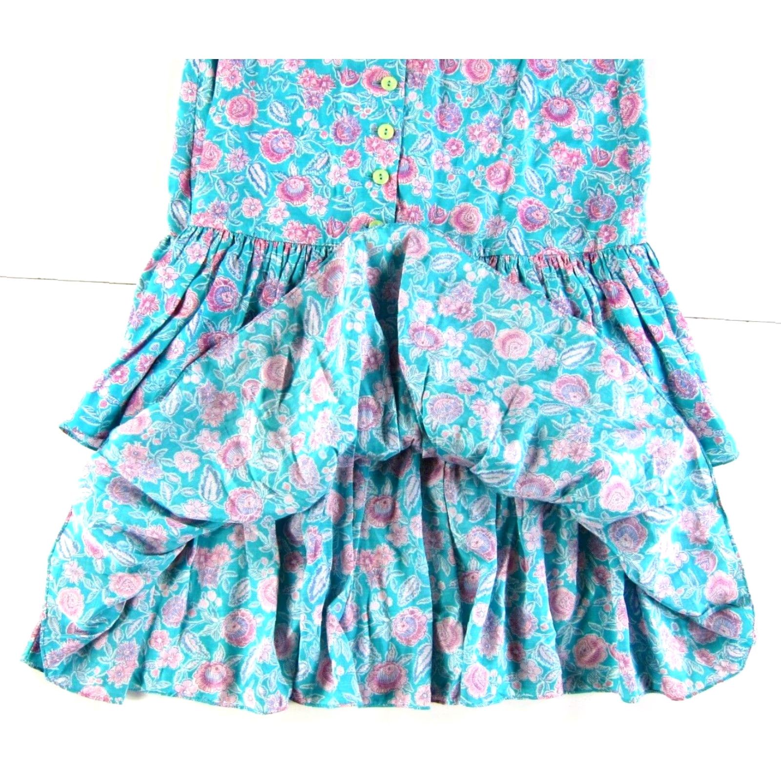 IWC Schaffhausen VINTAGE Belle France Jane Schaffhausen Drop Waist Cottage Dress 6 Pink Floral Rayon Midi Dress Women SET Size M / US 6-8 / IT 42-44 - 6 Thumbnail