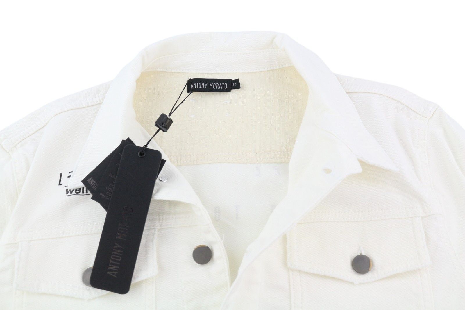 Antony Morato XL Denim White Trucker Button-Up Polo Unlined Jacket 85014 Size US XL / EU 56 / 4 - 4 Thumbnail
