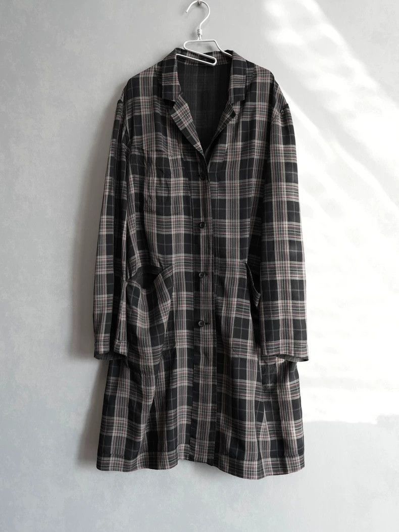 Yohji Yamamoto Yohji Yamamoto Yohji Yamamoto Long Plaid Coat 00SS Size US L / EU 52-54 / 3 - 3 Thumbnail