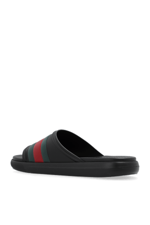 Gucci o1mt1gz0925 Men's Web Slide Sandals in Black Size US 10.5 / EU 43-44 - 3 Thumbnail
