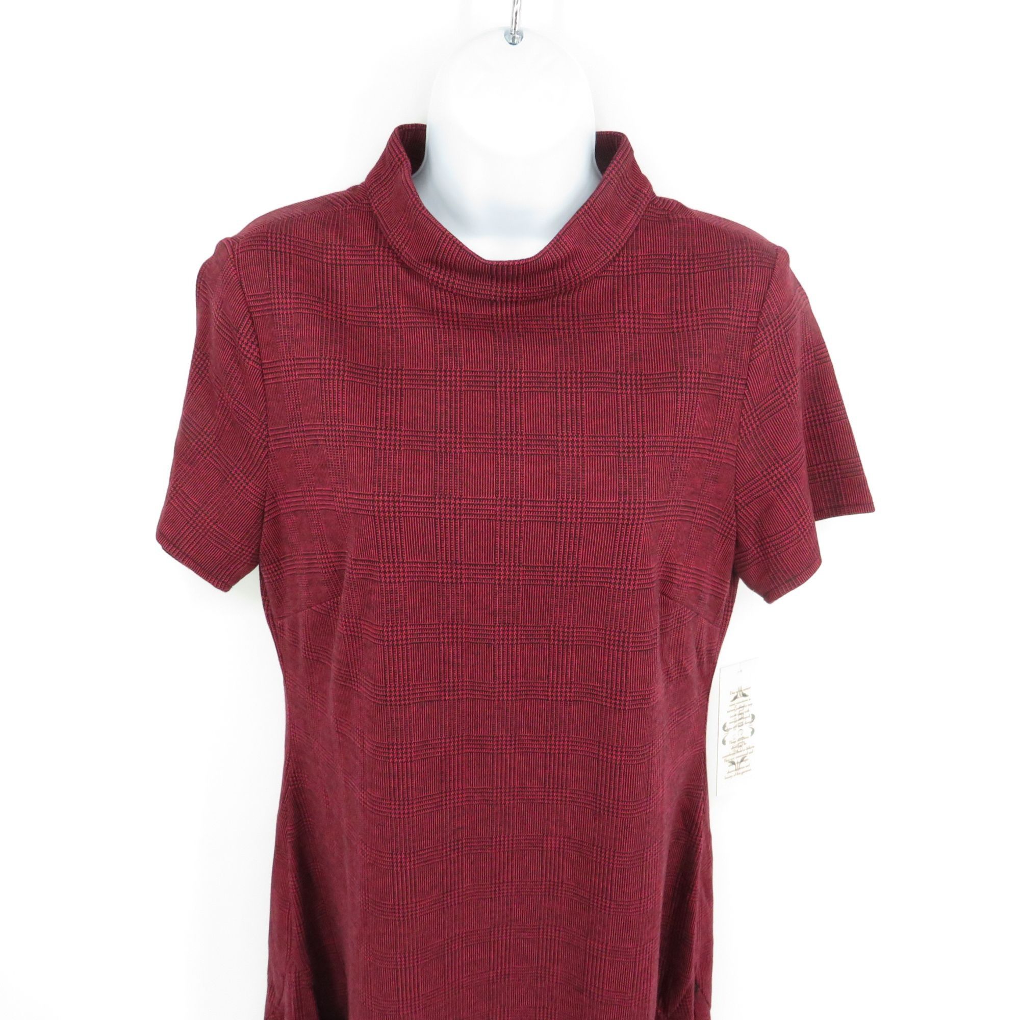 Other Nanette Burgundy Plaid Short Sleeve Mock Neck A-Line Dress S Size M / US 6-8 / IT 42-44 - 3 Thumbnail