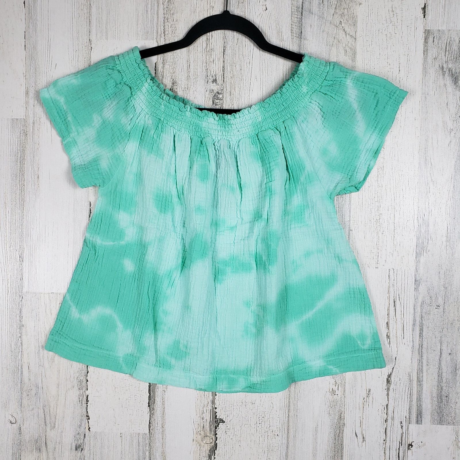 Other NWT Bobi Gathered Scoop Neck Blue Splatter Tie Dye Top Small Size S / US 4 / IT 40 - 2 Thumbnail