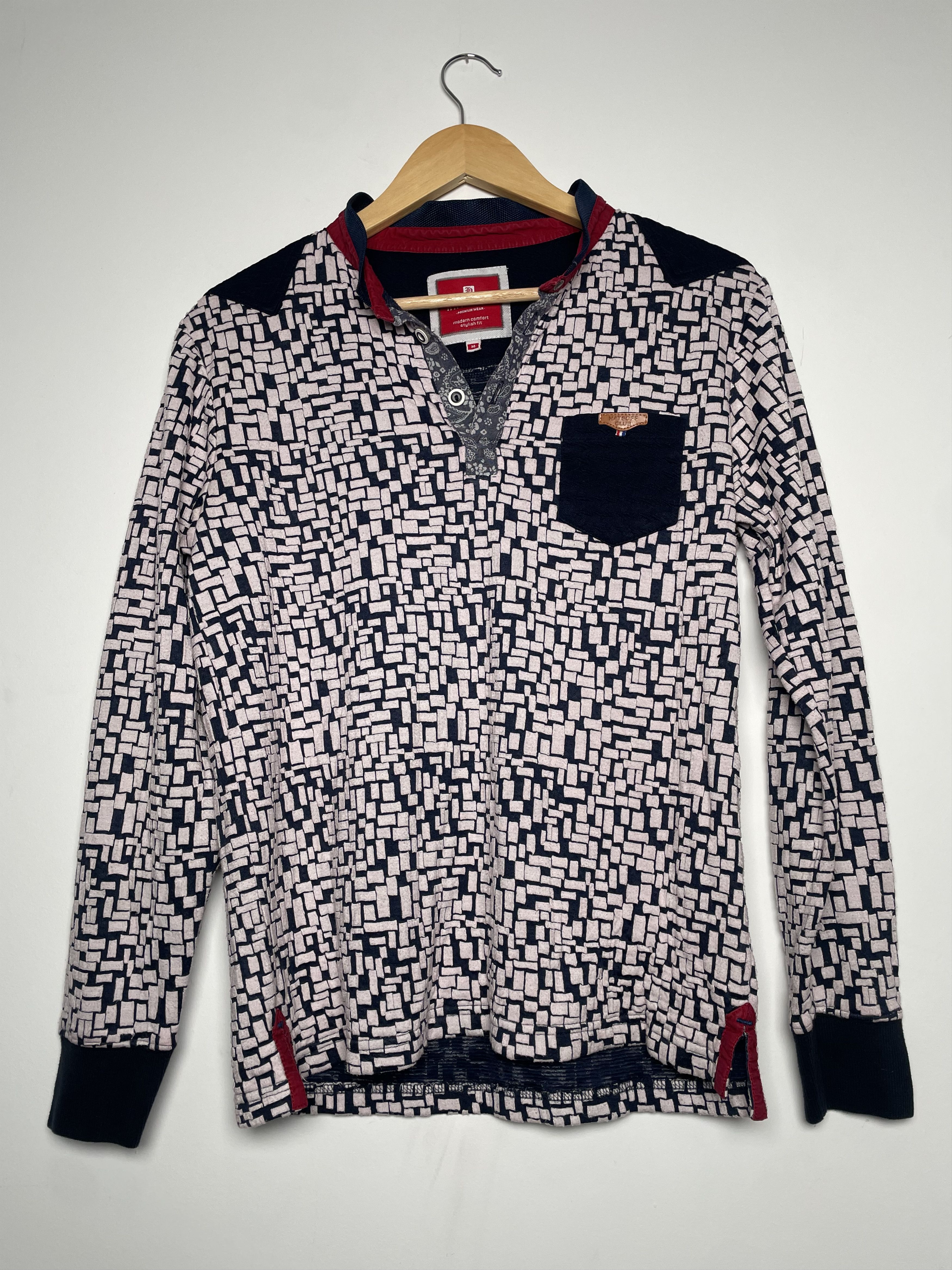 Hats Off Club Long Sleeve Geometric Polo M