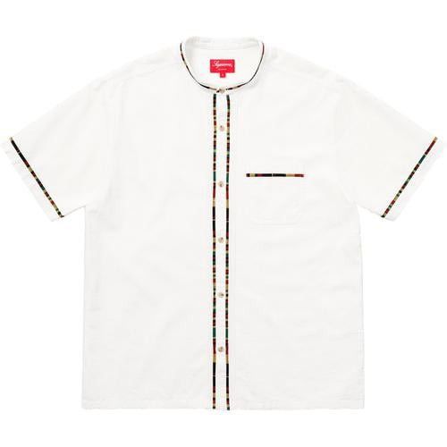 Supreme Band Collar S/S Shirt white linen cotton