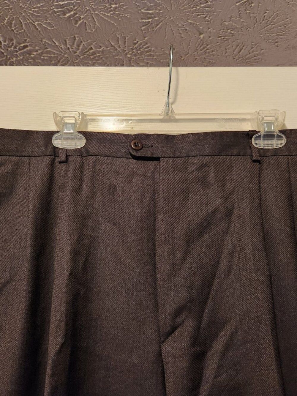 Zanella zanella men's dark brown 100%wool dress pants size: 38/30 Size 38R - 2 Thumbnail