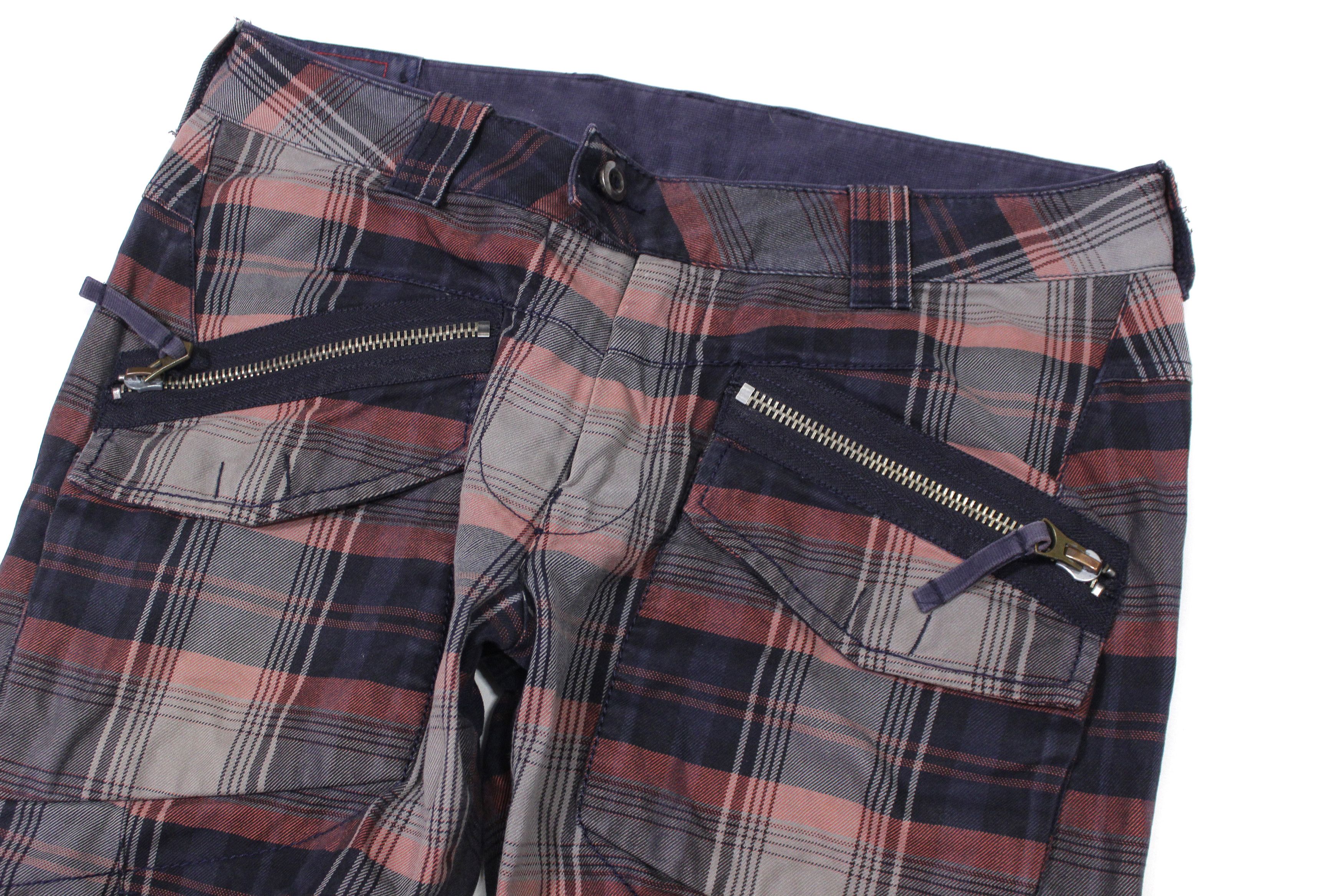 Marithe + Francois Girbaud 00S Plaid Cargo Biker Zippers Pants Vintage Size US 33 - 3 Thumbnail