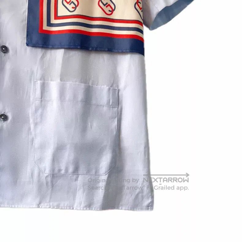 Gucci Gucci Blue full-print logo striped stitching cotton lapel Size US S / EU 44-46 / 1 - 5 Thumbnail