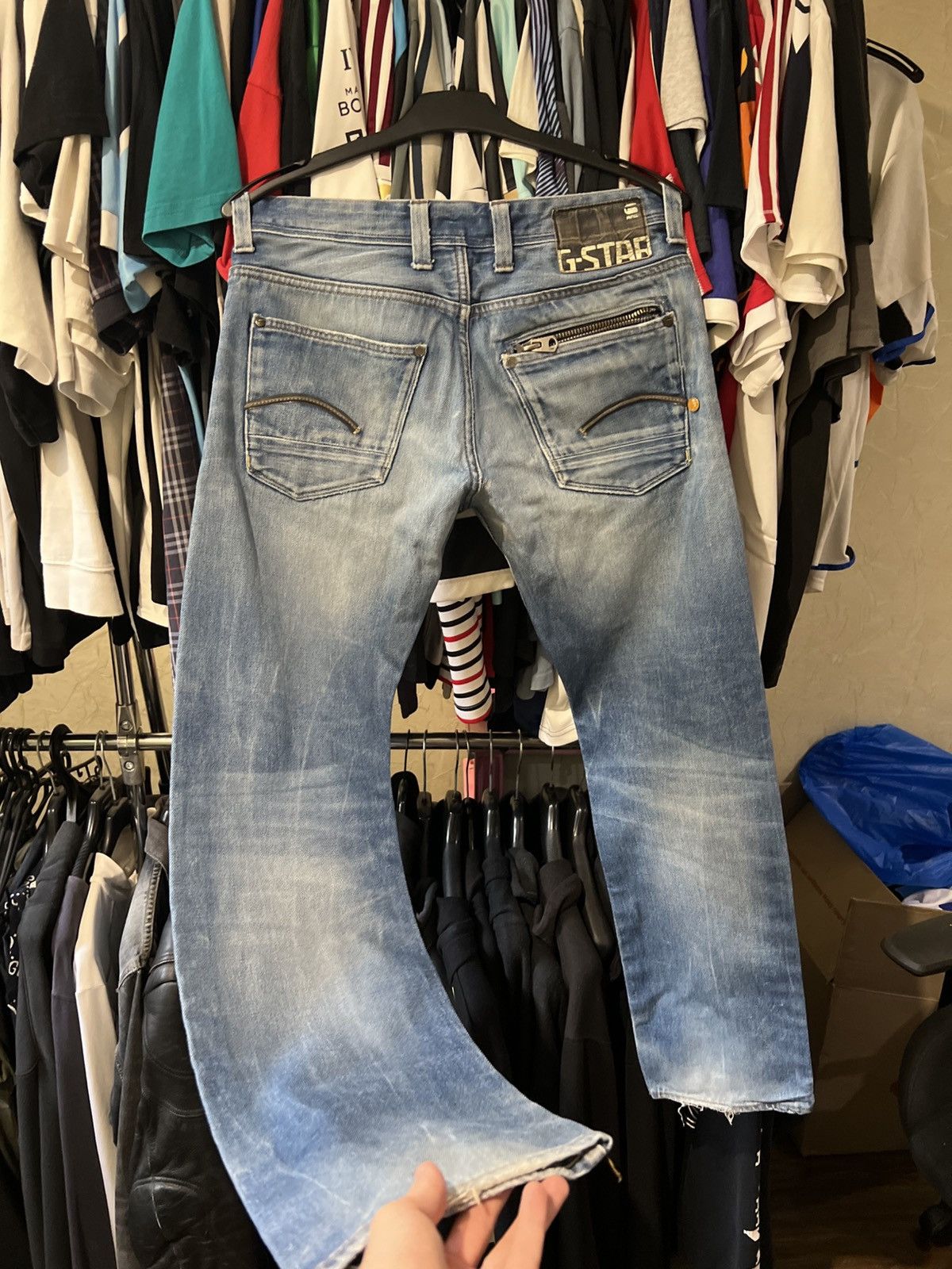 G-Star VINTAGE G-STAR RAW ATTAC BLUE ZIP 96 LOGO STRAIGHT FIT JEANS Size US 32 / EU 48 - 4 Thumbnail