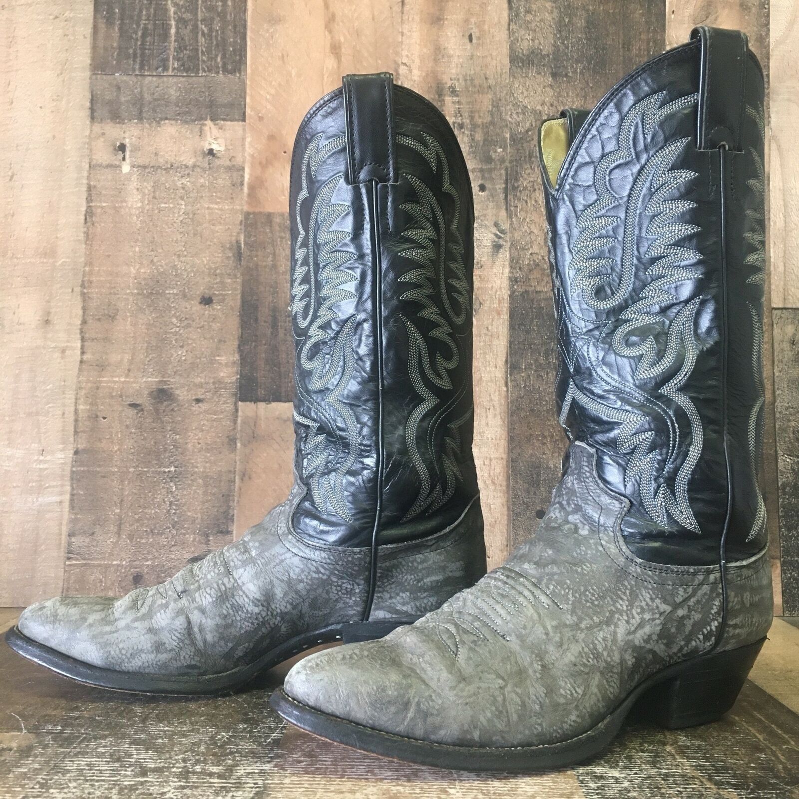 image of Justin Boots Justin Cowboy J20976 Vintage Sueded Cowboy Boots Mens 8.5 D in Grey