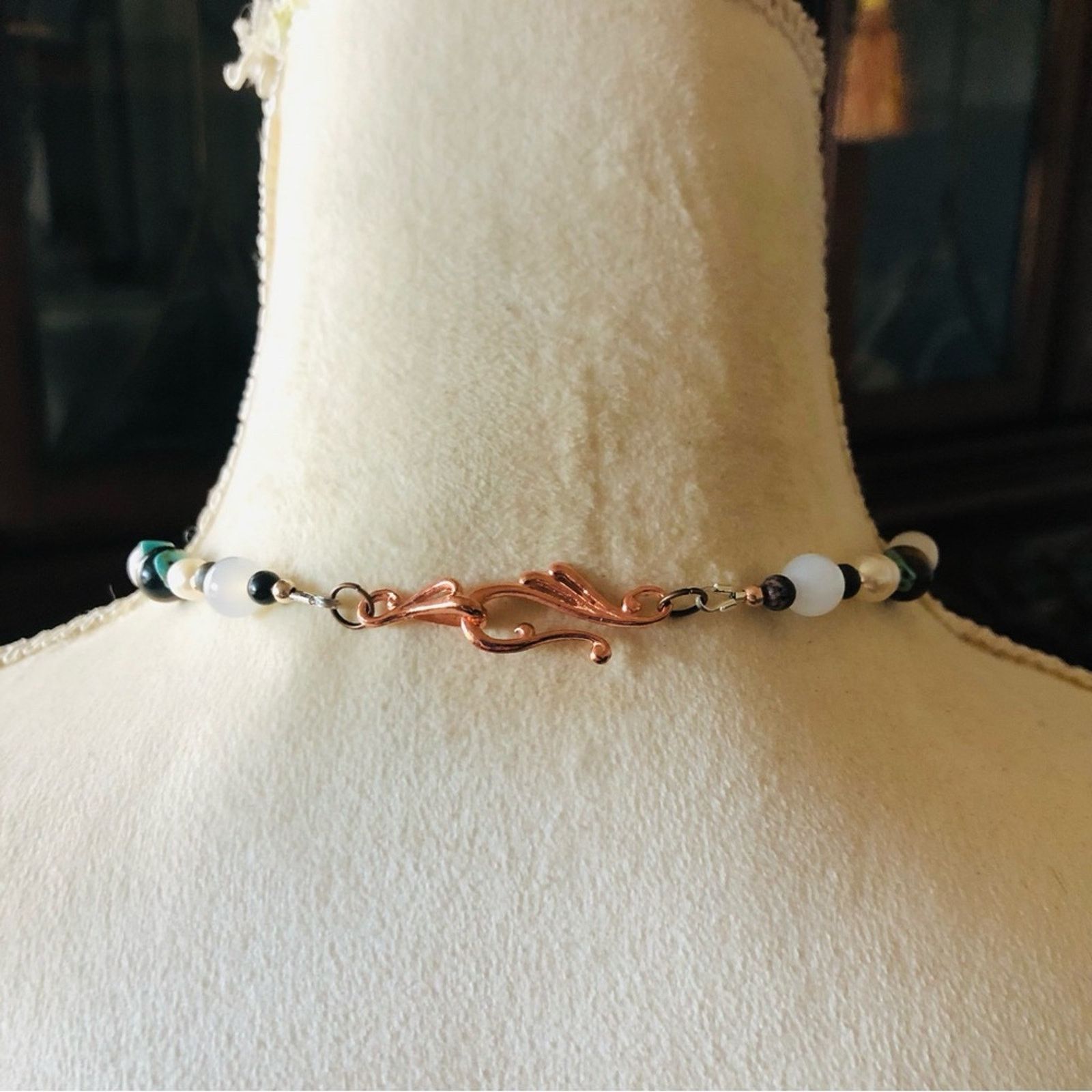 Handmade Handcrafted howlite jasper tiger eye pearl necklace Size ONE SIZE - 6 Thumbnail