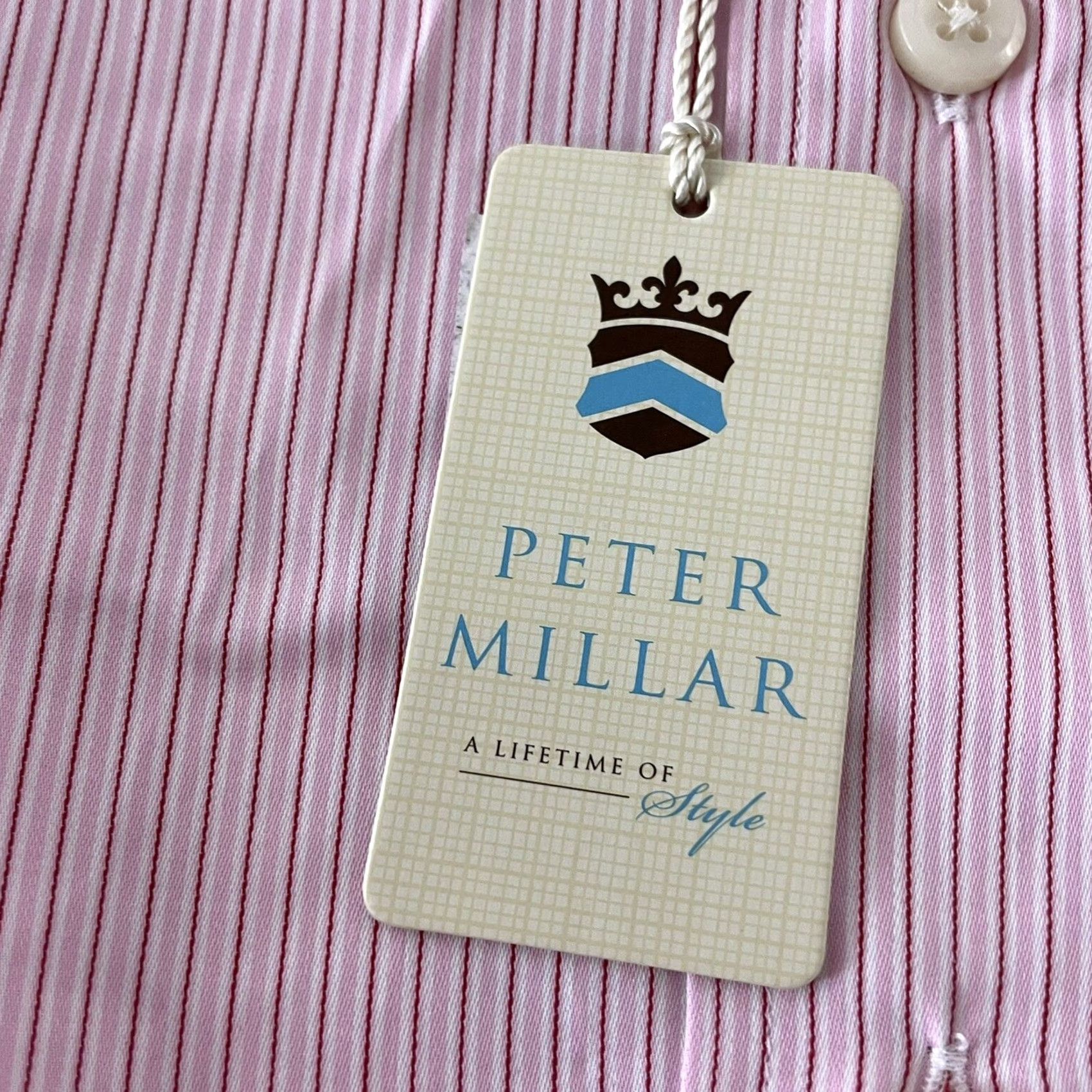 Peter Millar Peter Millar Shirt Striped Long Sleeve Men's 15.5 Pink Dress Shirt Size US L / EU 52-54 / 3 - 2 Thumbnail