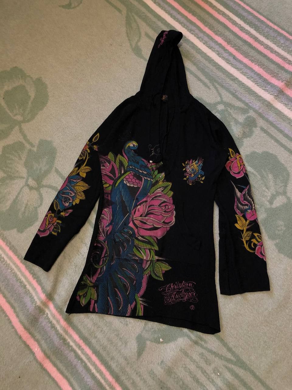 Christian Audigier Christian Audigier Knit LONG Sweater Graphic Tattoo Design Size L / US 10 / IT 46 - 6 Thumbnail