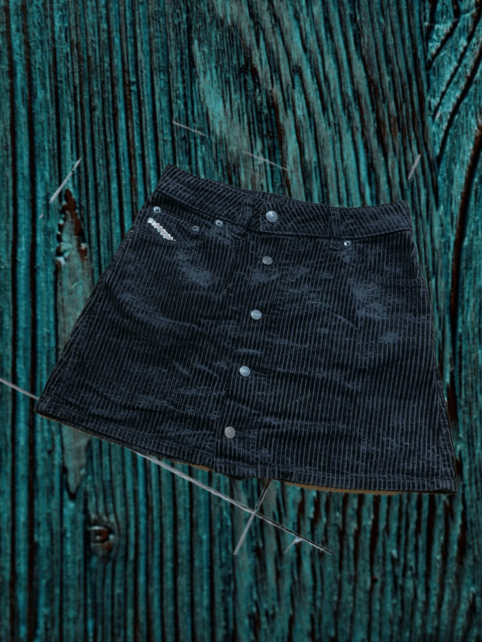 Diesel vintage Diesel 90s black corduroy velvet button up skirt Size 27" / US 4 / IT 40 - 1 Thumbnail