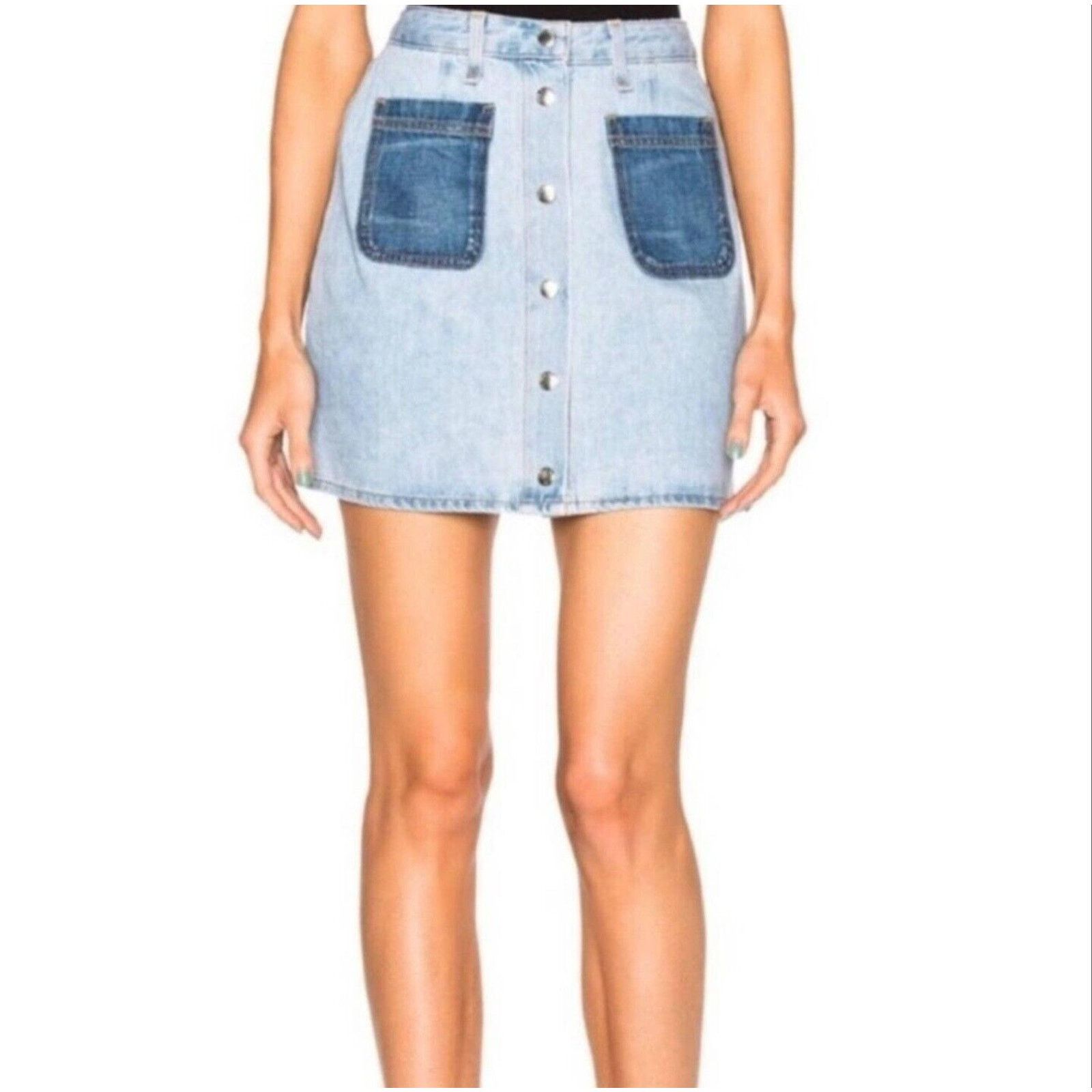 Rag & Bone RAG & BONE Skirt Size 24 Light Wash A-Line Frayed Raw Hem Size 24" / US 00 / IT 34 - 2 Thumbnail