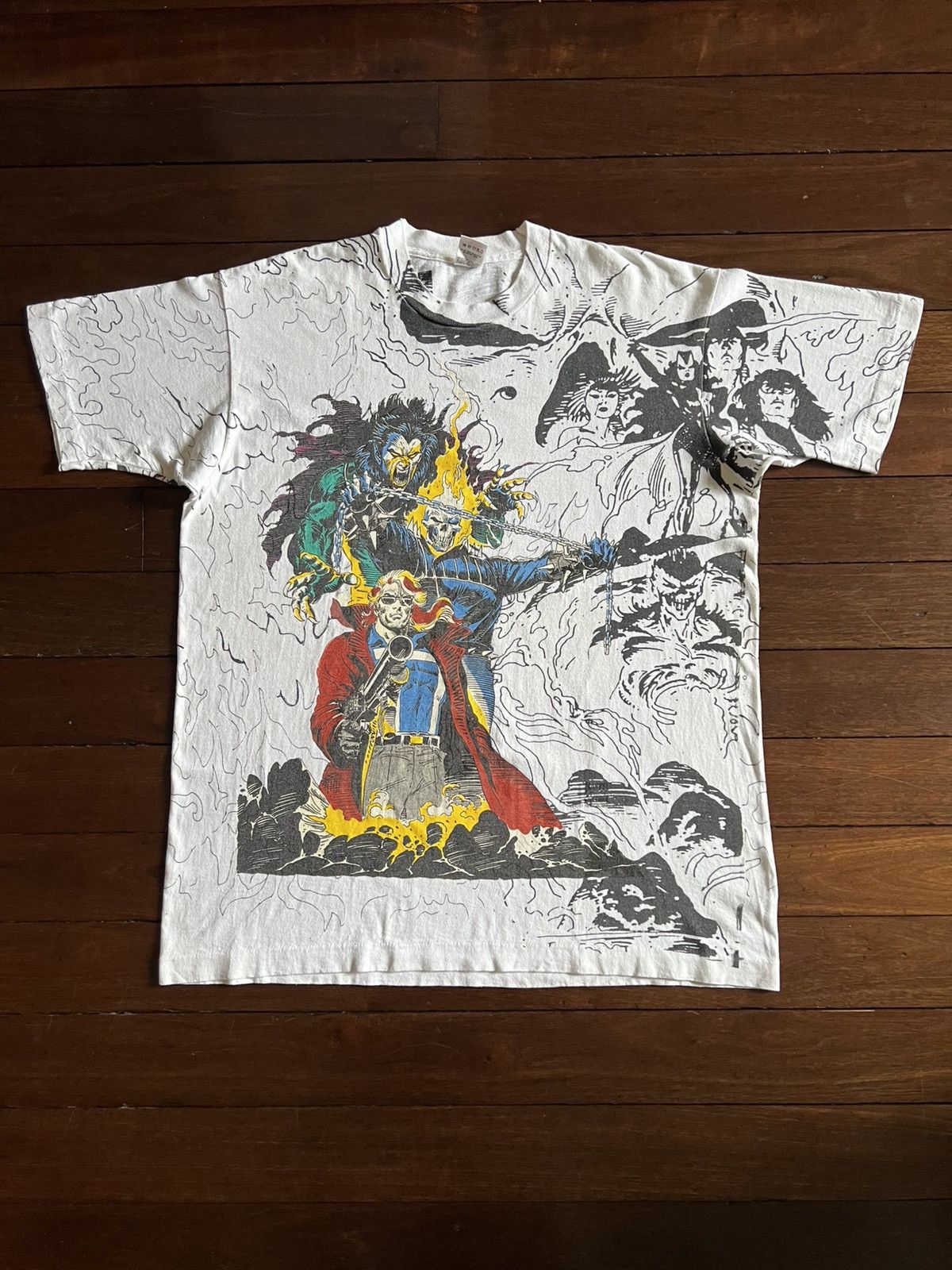 Fruit Of The Loom × Marvel Comics × Vintage 1992 Midnight Sons Ghost Rider Morbius Marvel Tee Shirt Mega Size US XL / EU 56 / 4 - 1 Thumbnail