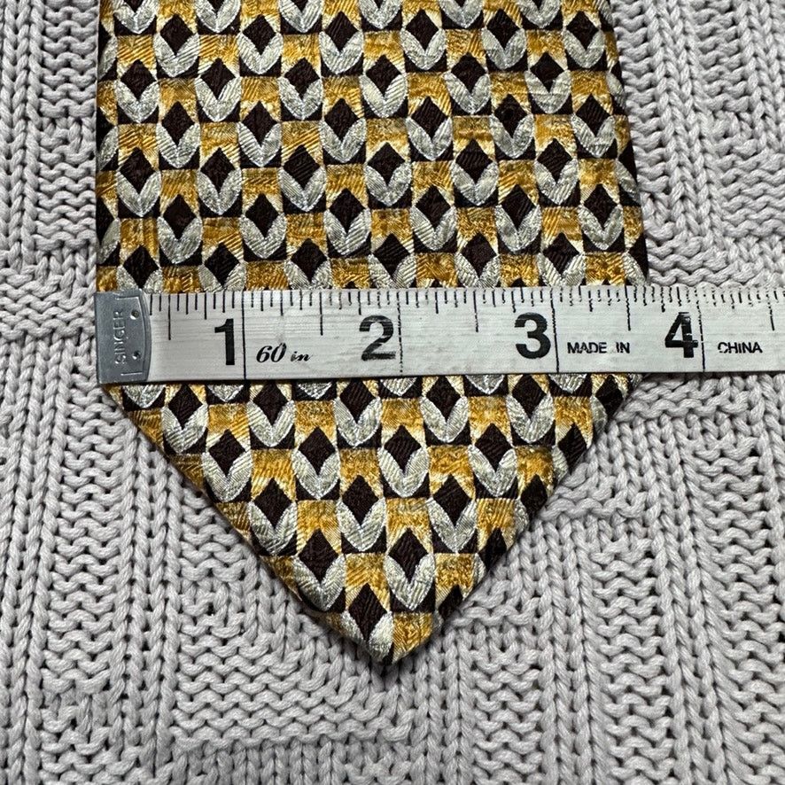 Ermenegildo Zegna Zegna gold and silver metallic geometric silk tie Size ONE SIZE - 5 Thumbnail