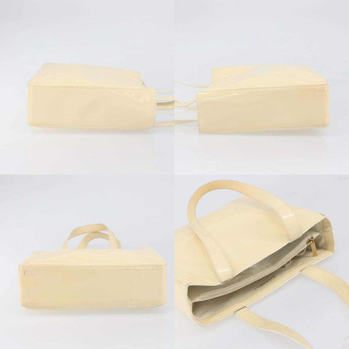Chanel Chanel Tote Bag Patent Leather Beige Gold CC Size ONE SIZE - 3 Thumbnail