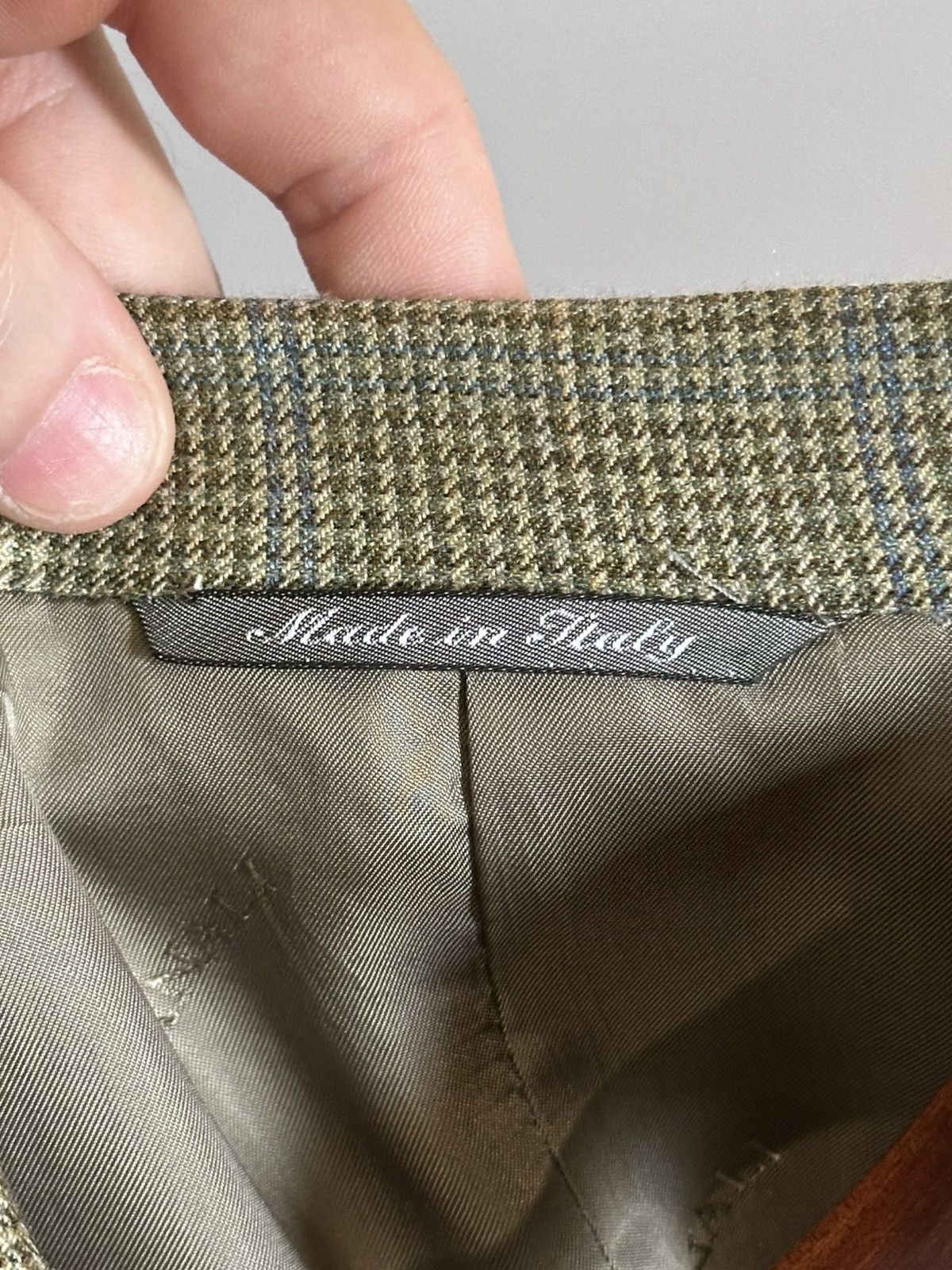 Canali 100% CASHMERE Exclusive Collection green tartan jacket Size 42L - 11 Thumbnail