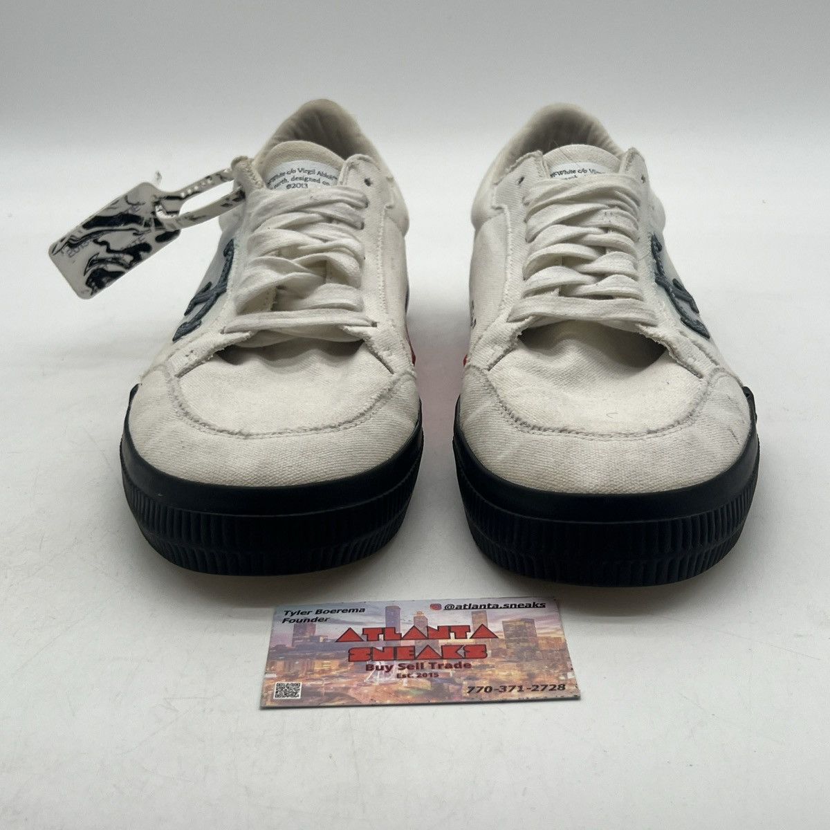 Off-White Off white vulc sneaker white black light blue Size US 11.5 / EU 44-45 - 2 Thumbnail