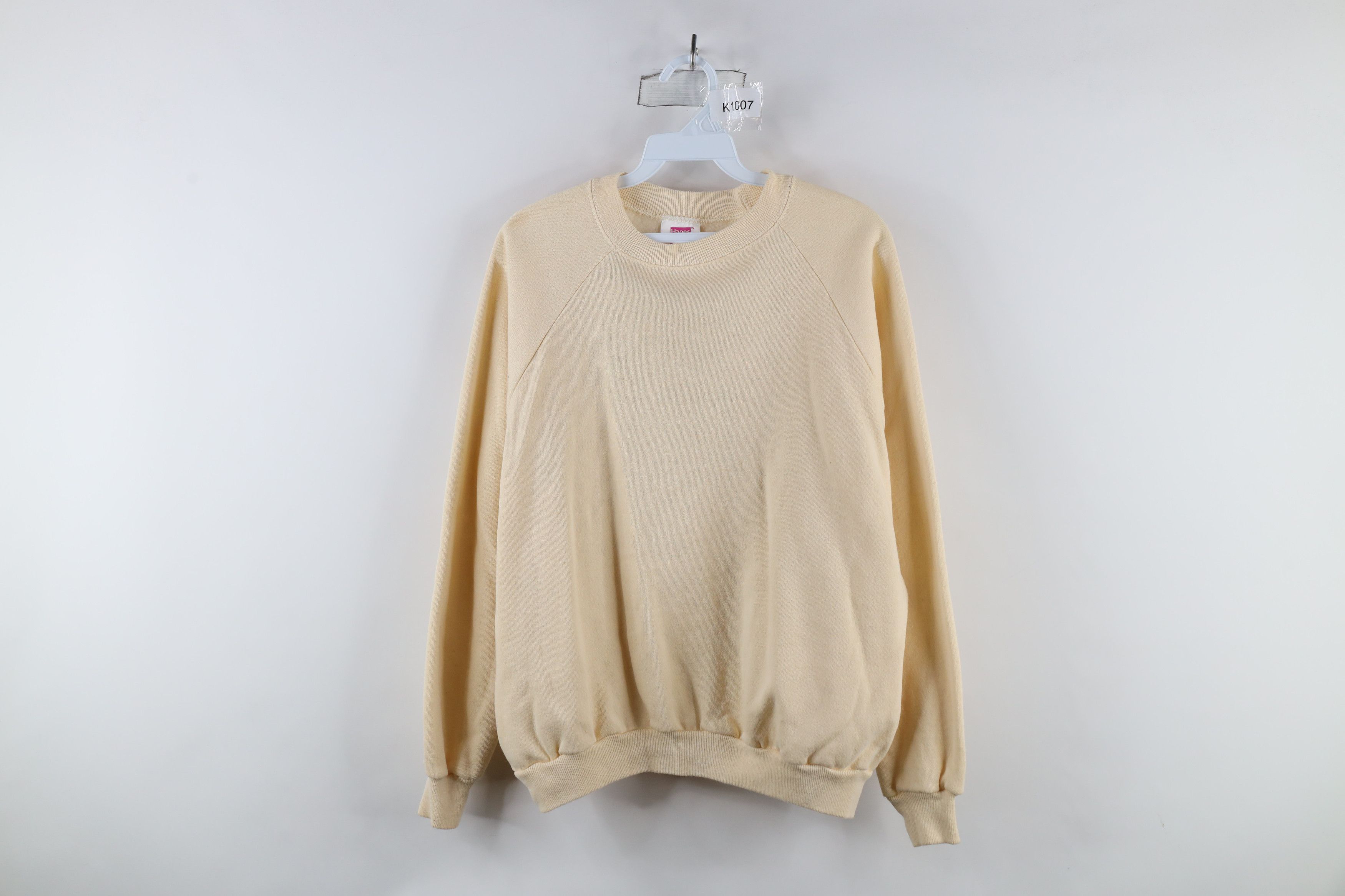 Vintage Vintage 90s Streetwear Blank Crewneck Sweatshirt Beige USA Size L / US 10 / IT 46 - 1 Thumbnail