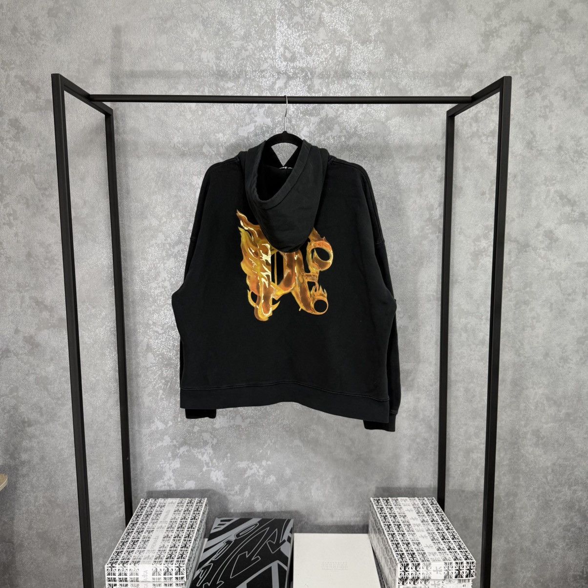 Palm Angels PALM ANGELS BLACK BURNING HOODIE Size US S / EU 44-46 / 1 - 1 Thumbnail