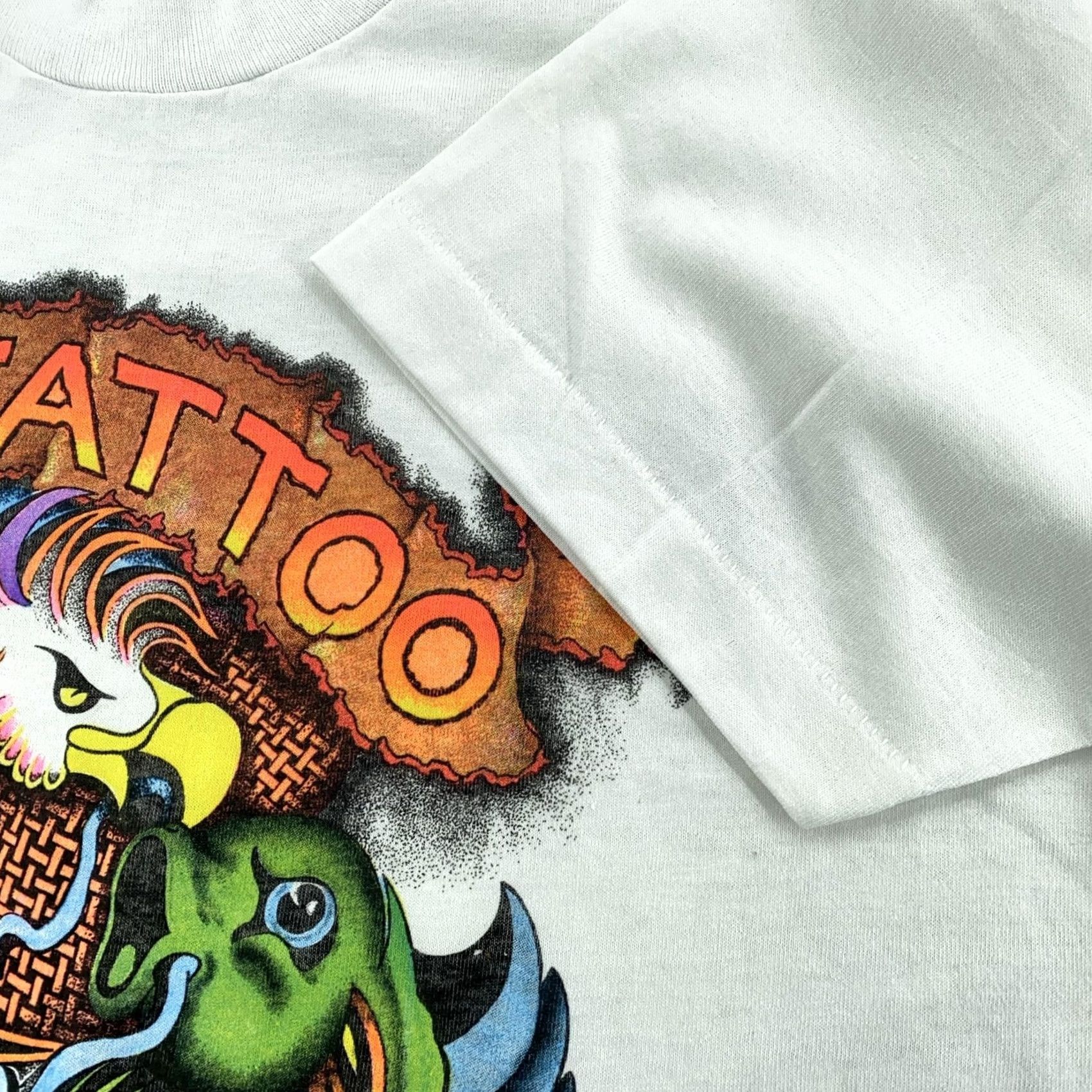 Vintage VINTAGE Screen Stars Best Tattoo Shirt Mens M/L White Phoenix Dragon Graphic Made USA 90s QFX Tee Size US M / EU 48-50 / 2 - 4 Thumbnail