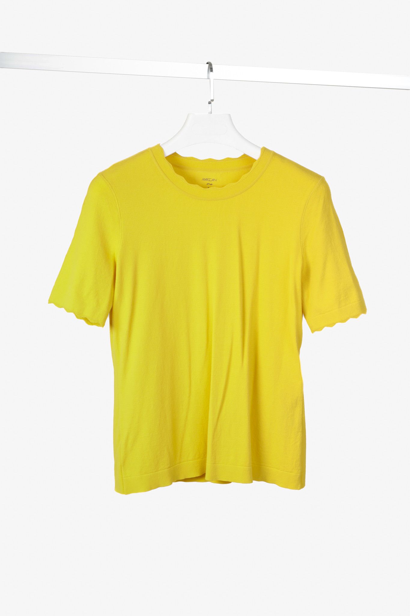 Other Marc Cain Yellow Knit Scalloped Tee Size L / US 10 / IT 46 - 1 Thumbnail