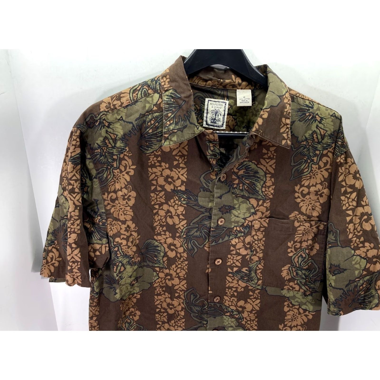 Roundtree & Yorke VINTAGE Roundtree & Yorke Hawaiian Button Up Shirt Mens M Brown Cotton Floral Beach Size US M / EU 48-50 / 2 - 4 Thumbnail