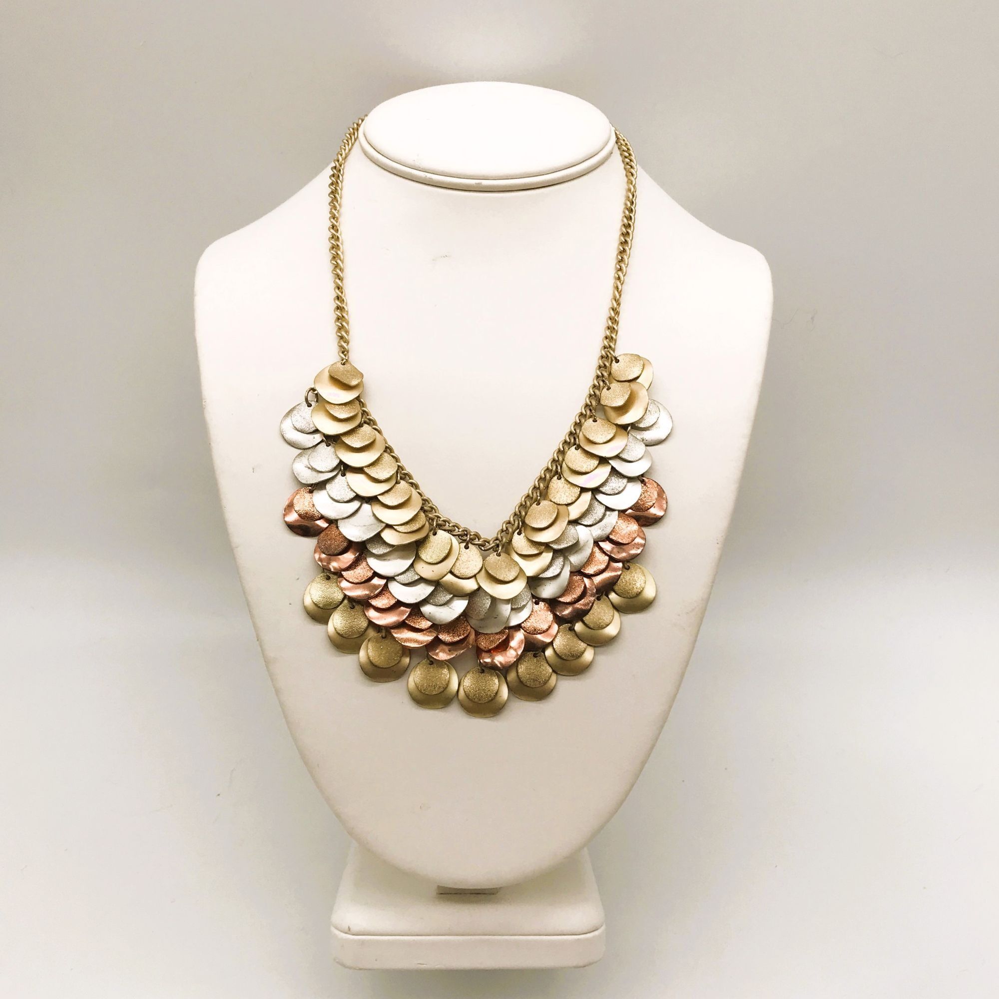 Other Layered Mesh Metal Discs Bib Necklace Silver Copper Gold Shi Size ONE SIZE - 6 Thumbnail