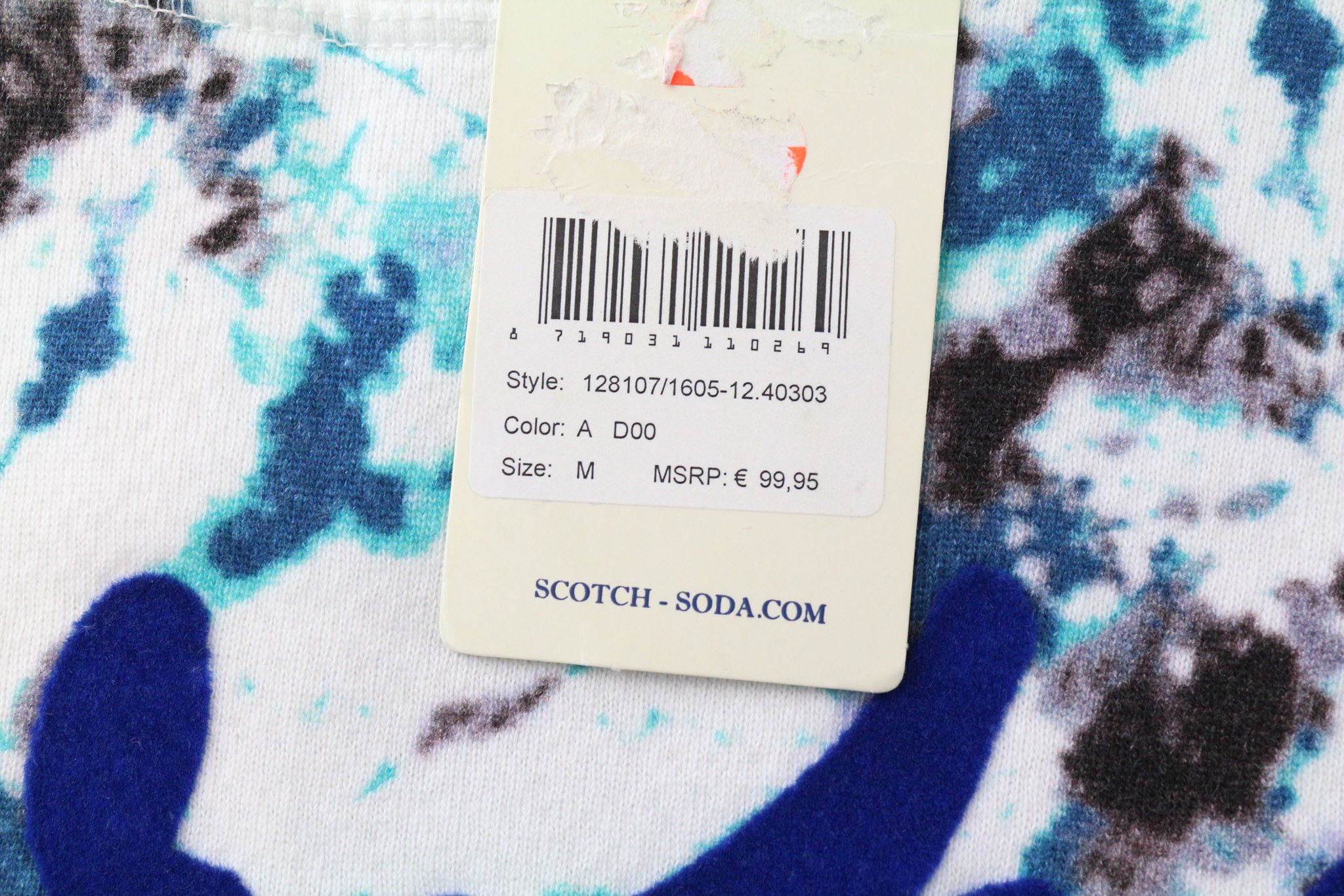 Scotch & Soda M Blue Graphic Crew Neck Fleece Sweatshirt 74353 Size US M / EU 48-50 / 2 - 5 Thumbnail