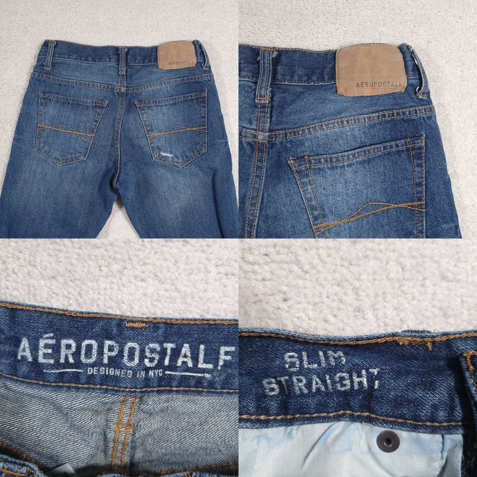 Vintage Aéropostale Jeans Slim Straight Denim 28/28 Distressed Button Fly Boys Mens Sized 28 Blue Denim Shirt? Size US 28 / EU 44 - 9 Thumbnail