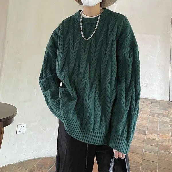VIBE Green Cable Knit Sweater Size US L / EU 52-54 / 3 - 2 Thumbnail