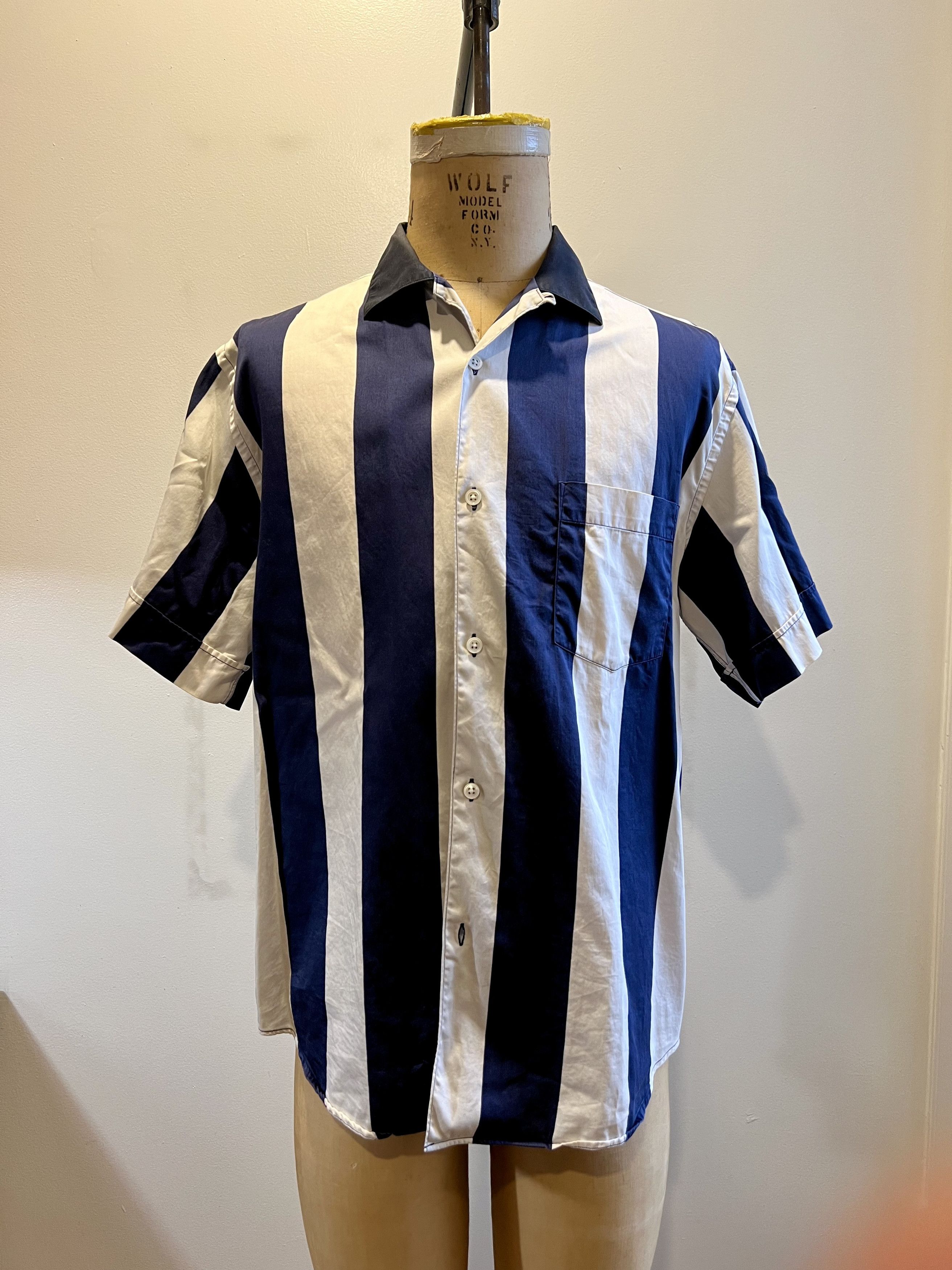 image of Acne Studios Ohau Striped Camp Collar Bowling Shirt, Men's (Size Medium)