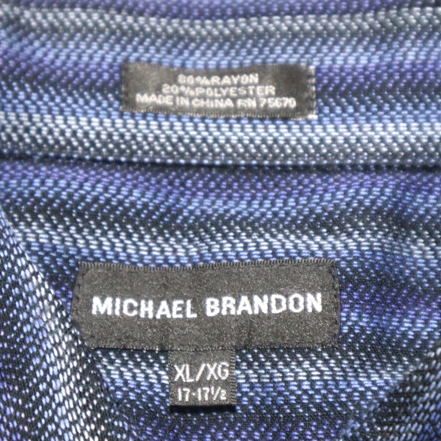 Vintage Michael Brandon Shirt Mens XL Blue 89% Rayon Striped Button-Front Collared Neckline Spread Geometric Casual 90s (if applicable) Mens Size US XL / EU 56 / 4 - 3 Thumbnail