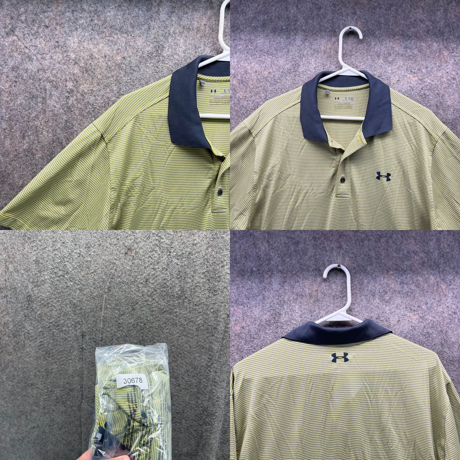Under Armour Under Armour Polo Shirt Mens XL Green Blue Striped Knit Short Sleeve Button Collared Golf Preppy Casual Size US XL / EU 56 / 4 - 8 Thumbnail
