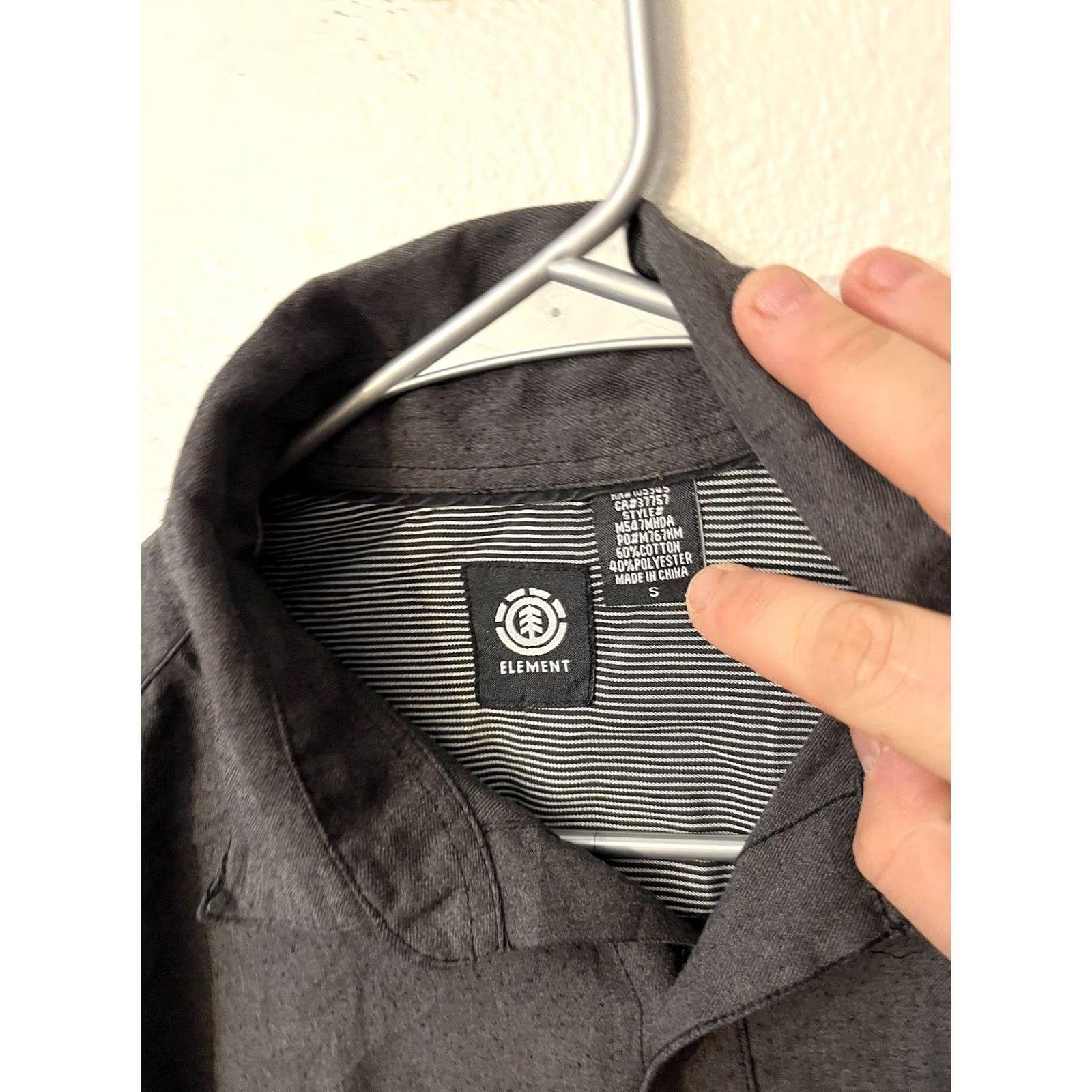 Element Element Shirt Men's Size S Dark Gray Long Sleeve Button Front Size US S / EU 44-46 / 1 - 2 Thumbnail