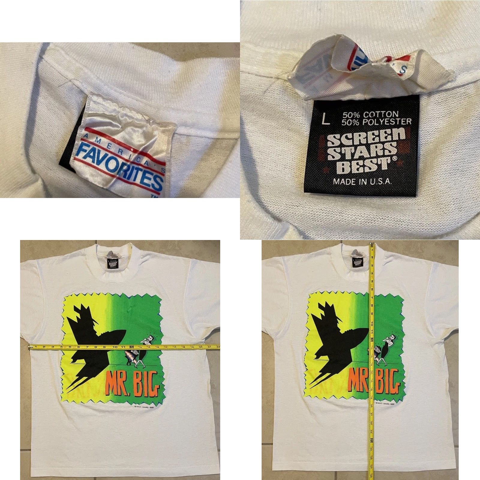 Vintage VINTAGE Rocky & Bullwinkle Mr Big Promo Shirt M Cartoon Funny TV 80s 90s Disney Mickey Minnie USA Disneyland Disney Shirt Mens White M Size US M / EU 48-50 / 2 - 8 Thumbnail