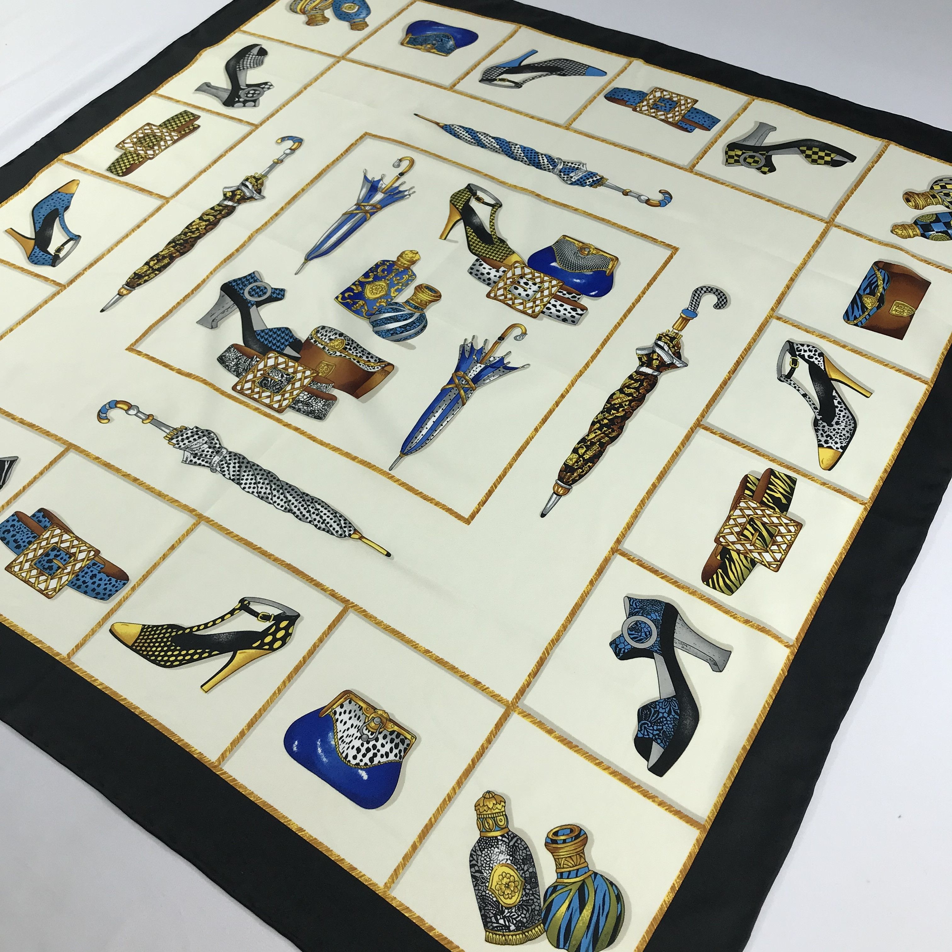 Vintage Luxury Design Hand Rolled Silk Scarf M186 Size ONE SIZE - 4 Thumbnail