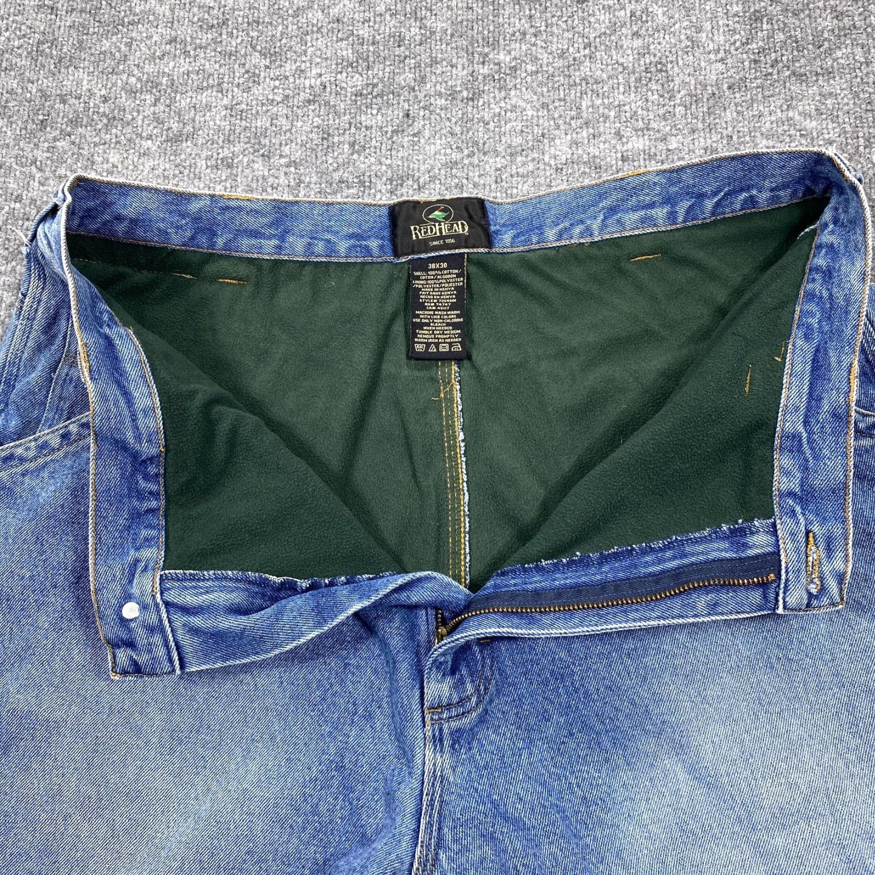 Vintage RedHead Jeans Mens 38x30 Blue Relaxed Straight Insulated Fleece Lined Denim 7254MN Winter Pockets Zip Fly Size US 38 / EU 54 - 3 Thumbnail