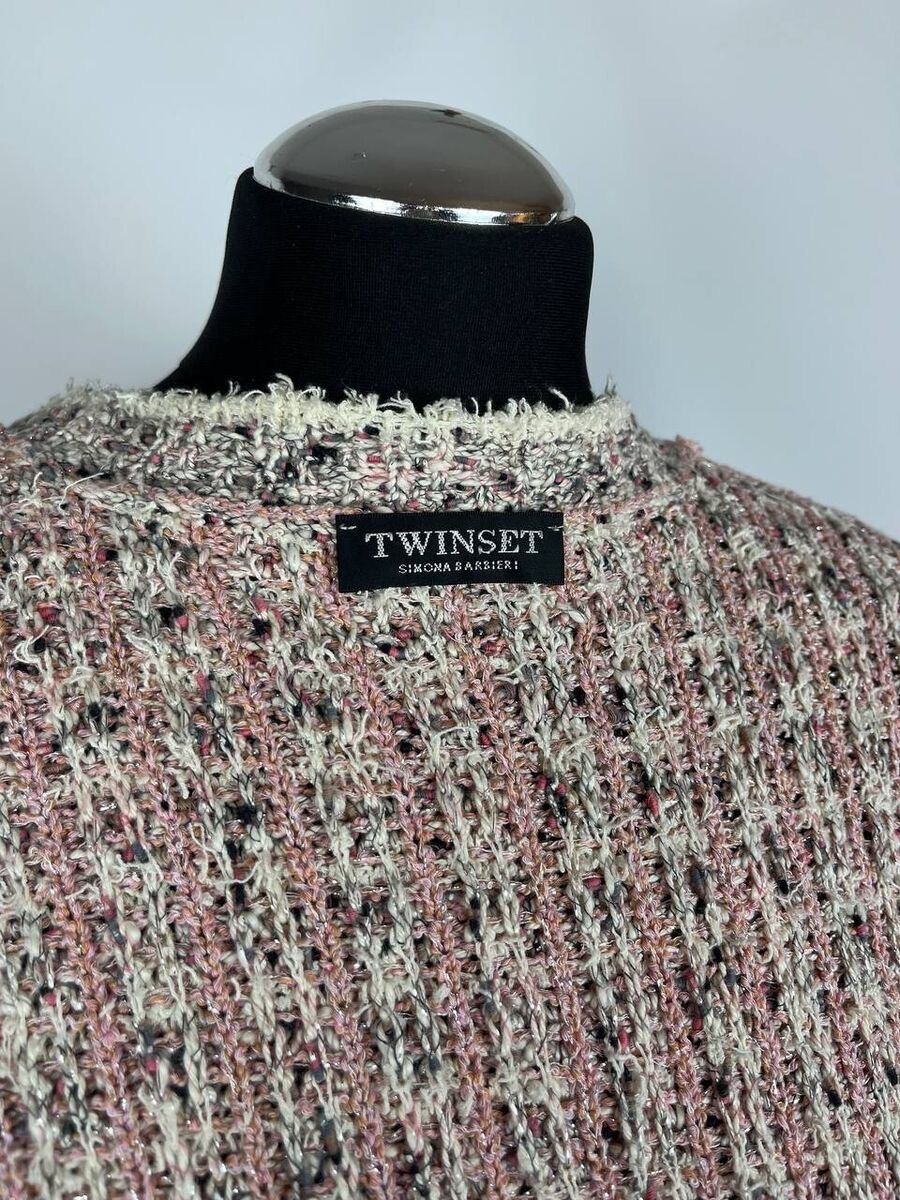 Designer × TWINSET TWINSET Jacquard Multicolor Coat Size S Made In Italy Size S / US 4 / IT 40 - 9 Thumbnail