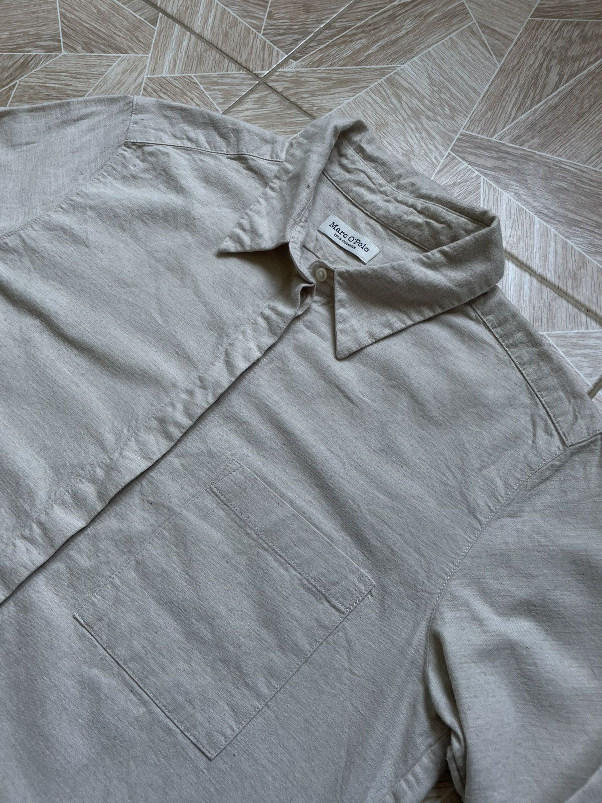 Designer × Marc O'Polo Luxury Mark O Polo Beige Linen Button Up Shirt Size XS / US 0-2 / IT 36-38 - 2 Thumbnail