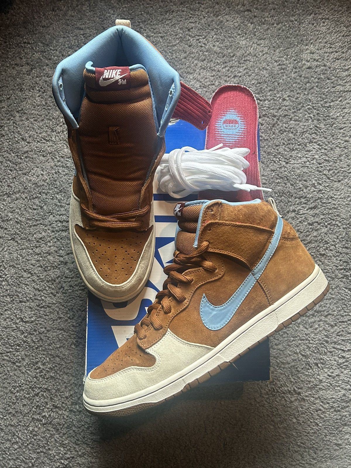 Pre-owned Nike X Vintage Nike Sb Skate Mental Dunk Hi Hazelnut Tiffany 2009 Shoes In Hazelnut Light Blue