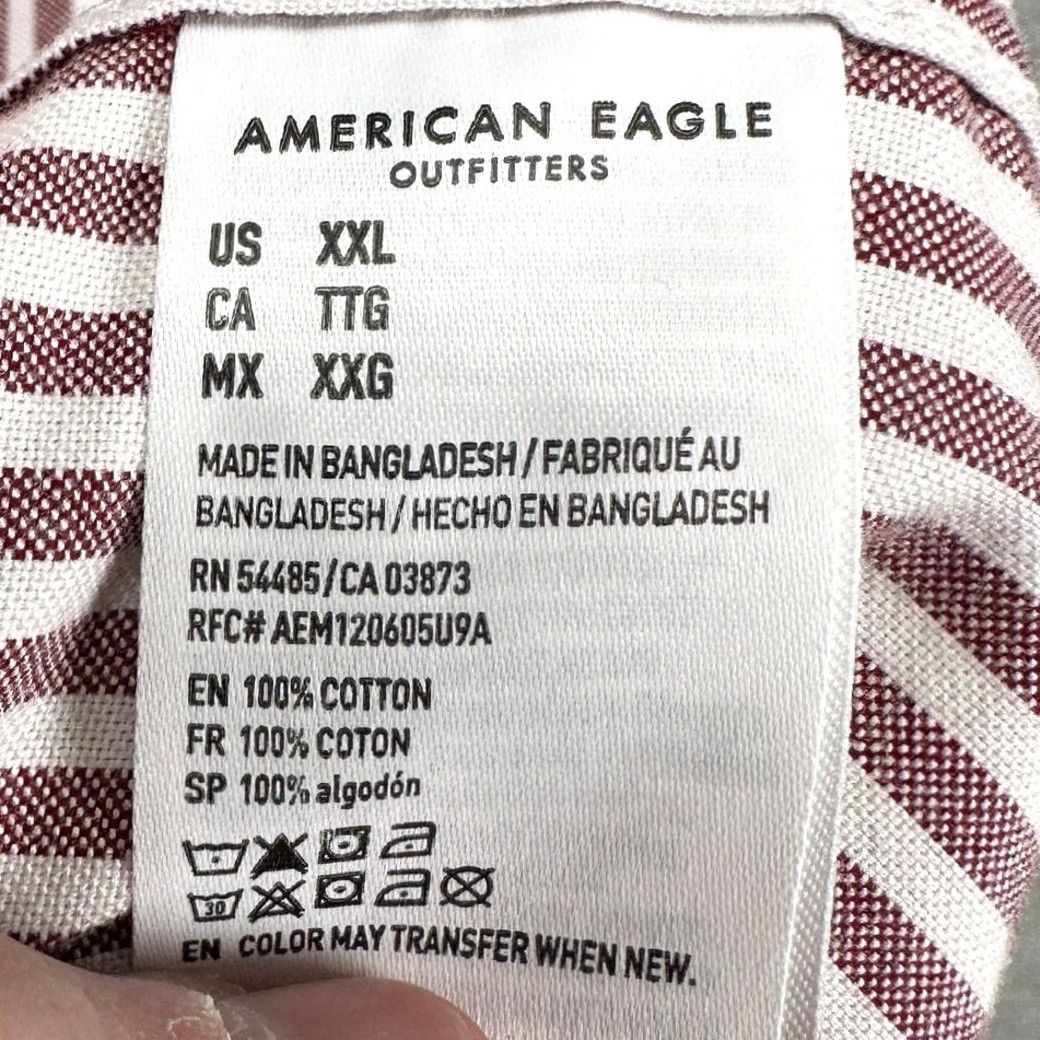 Vintage American Eagle Button-Down Shirt Mens 2XL Red White Striped Casual Button-Up Adults Size US XXL / EU 58 / 5 - 6 Thumbnail