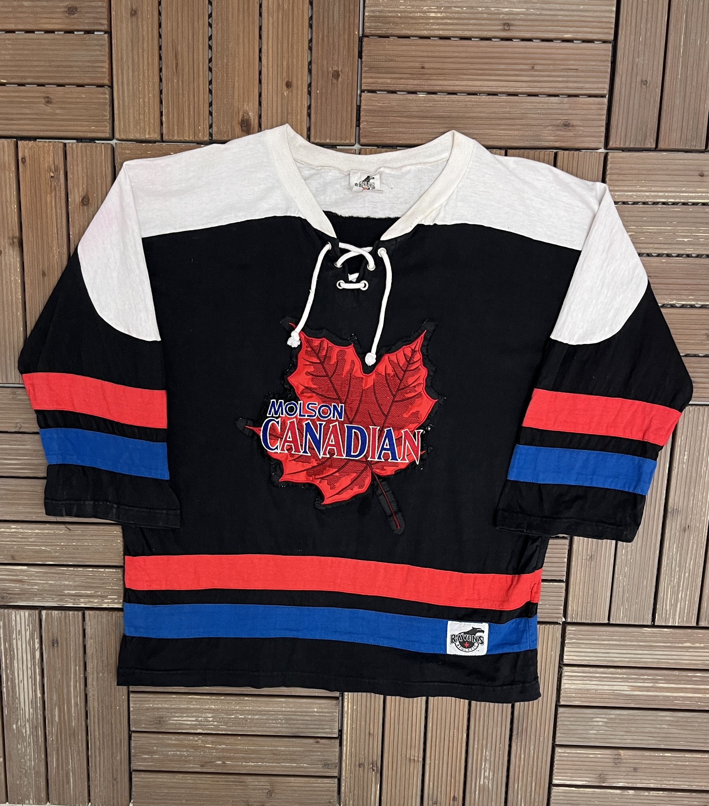 Vintage Molson Canadian Stitched Vintage Black 3/4 Sleeve Shirt Size US L / EU 52-54 / 3 - 1 Thumbnail