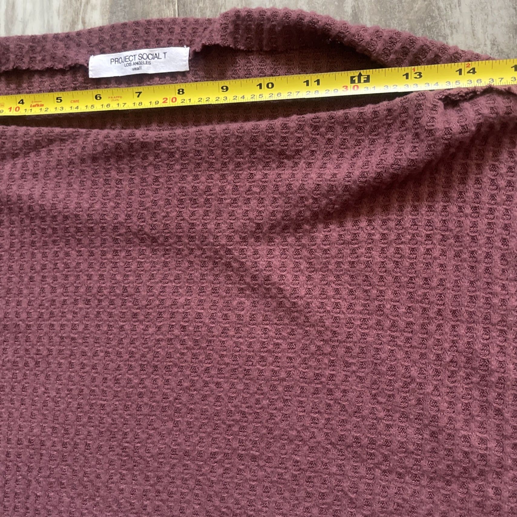 Vintage VINTAGE Project Social Women’s Small Waffle Knit Top Long Sleeved Shirt Maroon Size S / US 4 / IT 40 - 7 Thumbnail