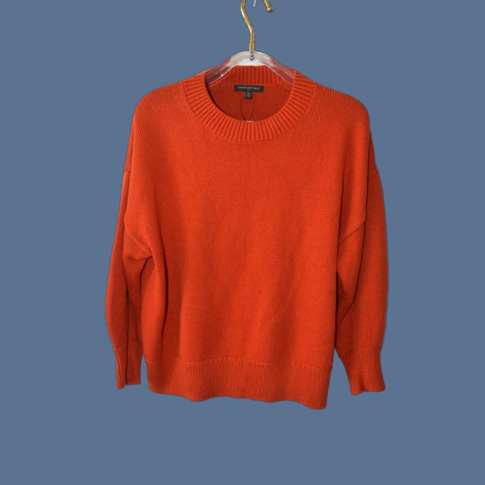 Banana Republic BANANA REPUBLIC Men XL Long Sleeve Crew Neck Orange Cotton Blend NWT Sweater Size US XL / EU 56 / 4 - 1 Thumbnail
