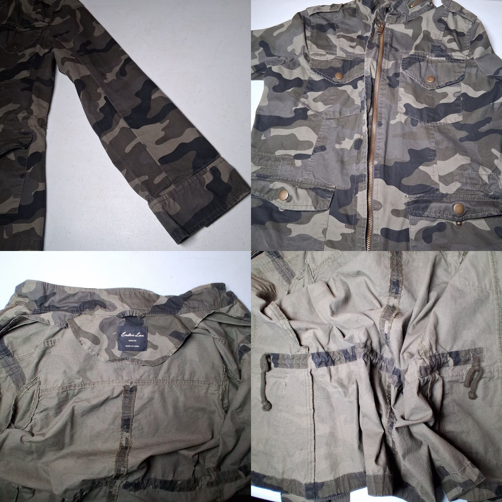 Vintage Endless Love Jacket Camouflage Woodland Military Cotton Twill Zip Pockets Cadet M Women Spring Fall USA Made Army Utility Casual/Regular Fit Size M / US 6-8 / IT 42-44 - 10 Thumbnail