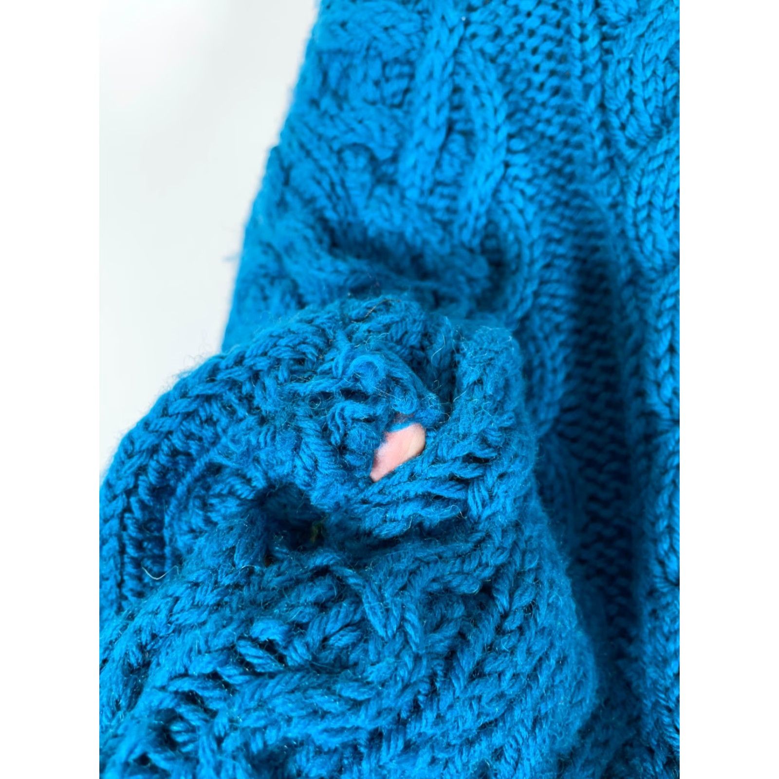 Vintage Handknit Wool Cable Knit Sweater Women's 2XL Blue Heavyweight Crewneck Size XXL / US 16-18 / IT 52-54 - 5 Thumbnail