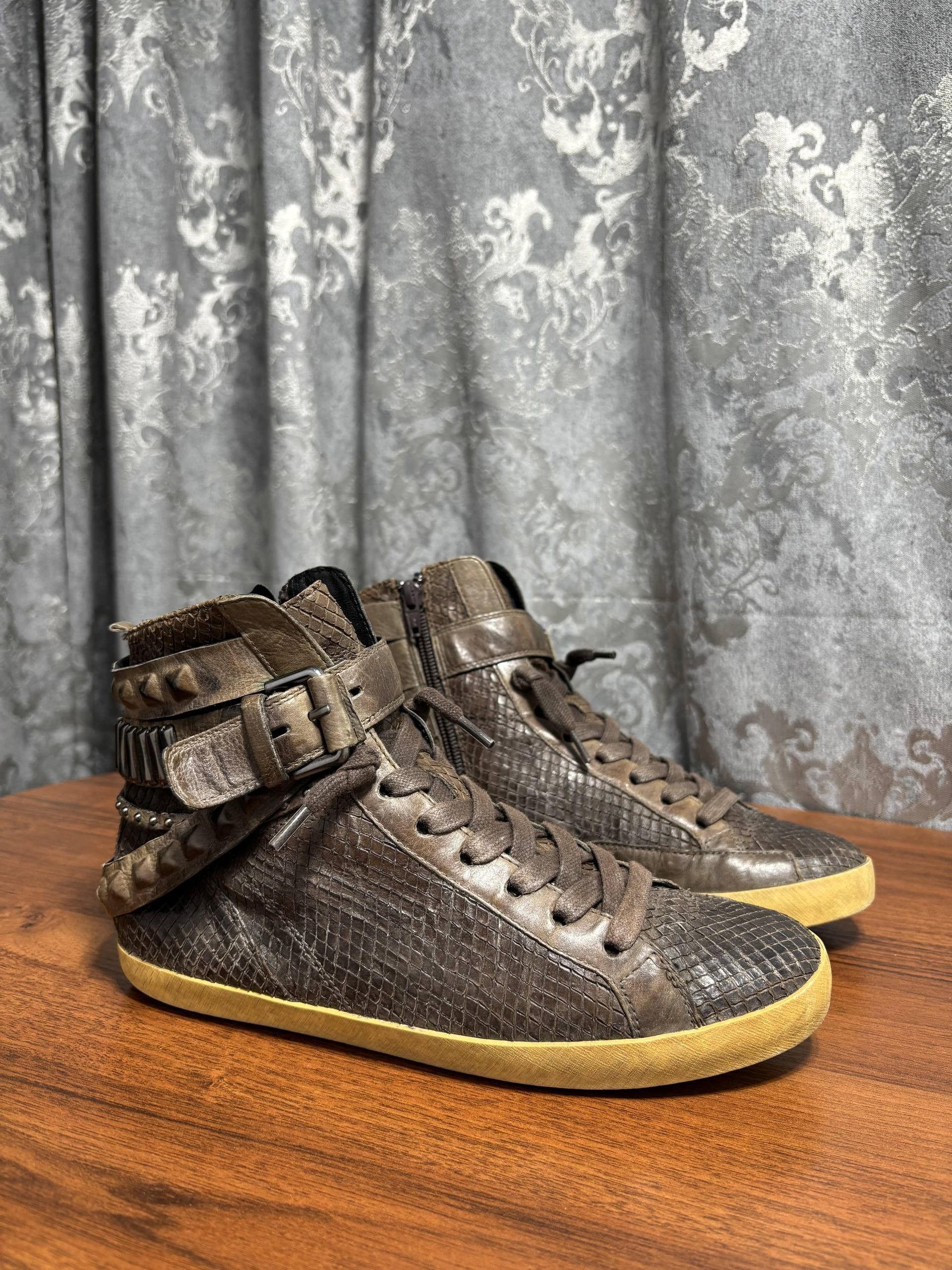 Other AS 98 type Python Studded High Top Leather Sneakers Size US 6 / EU 39 - 3 Thumbnail